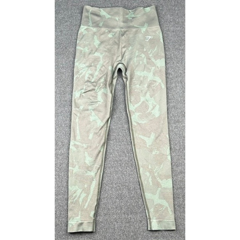 Gymshark Adapt Camo Seamless Leggings Sage Green Grey Small High Waisted Tights